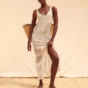 Abercrombie & Fitch Light Cream Crochet Cover-Up Maxi Dress SZ XS
